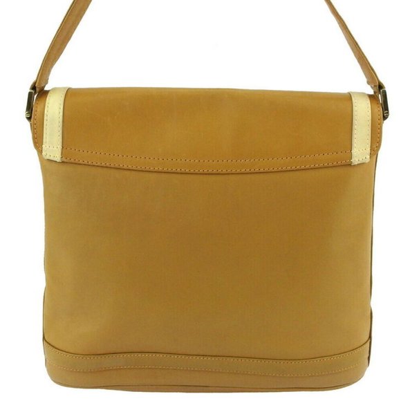 AUTH Bally shoulder bag B Mark beige leather